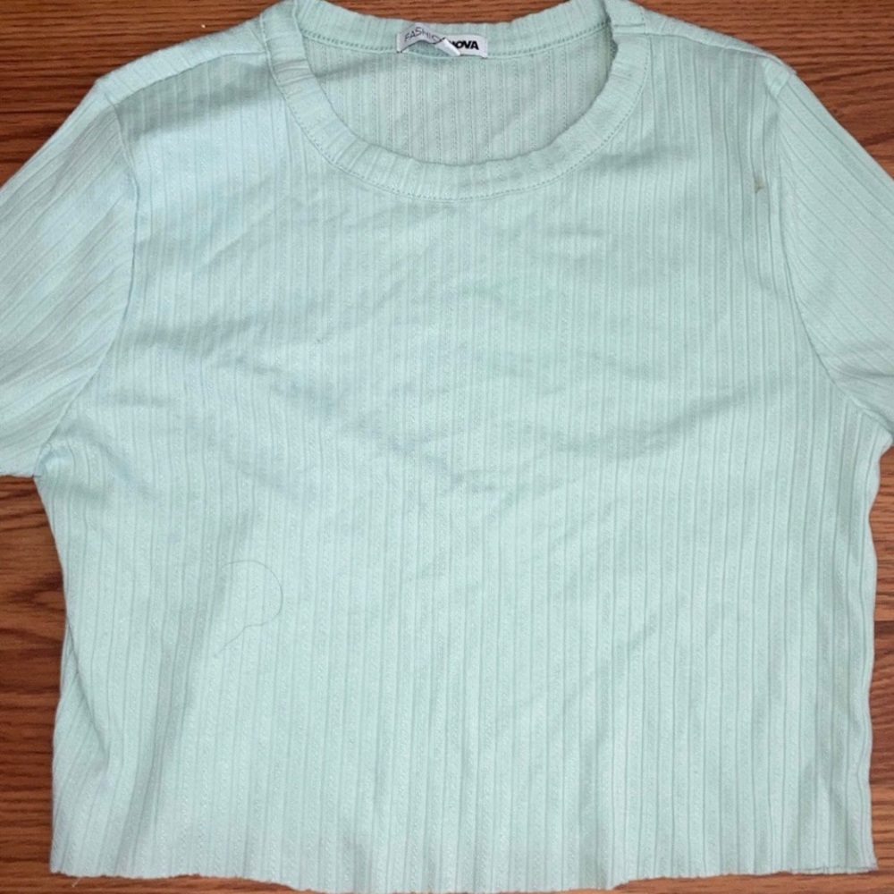 Fashion Nova Ribbed Mint Crop Top